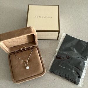 David Yurman Silver and Gold Pendant Necklace with Pavé Diamond Charm